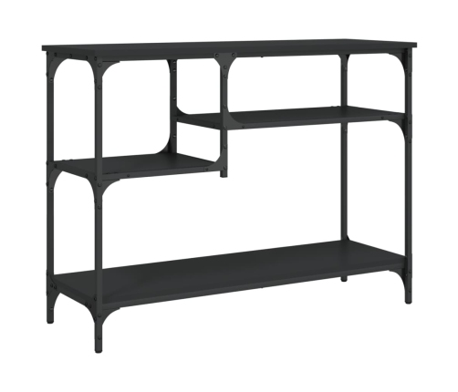 Mesa consola con estantes negro 100x35x75 cm