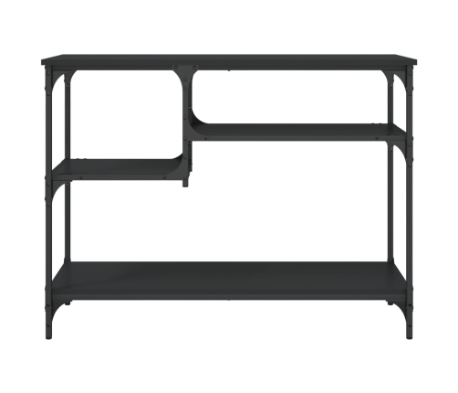 Mesa consola con estantes negro 100x35x75 cm