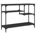 Mesa consola con estantes negro 100x35x75 cm