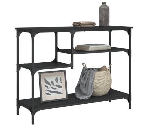 Mesa consola con estantes negro 100x35x75 cm