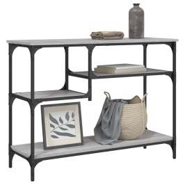 Mesa consola con estantes gris Sonoma 100x35x75 cm