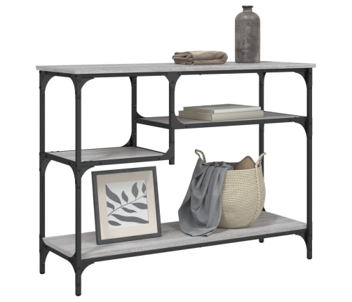 Mesa consola con estantes gris Sonoma 100x35x75 cm