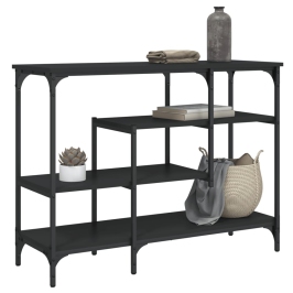 Mesa consola con estantes negro 100x35x75 cm