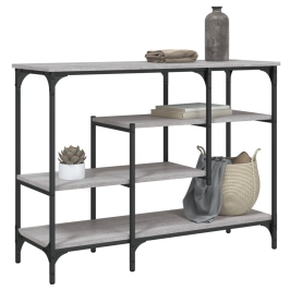 Mesa consola con estantes gris Sonoma 100x35x75 cm