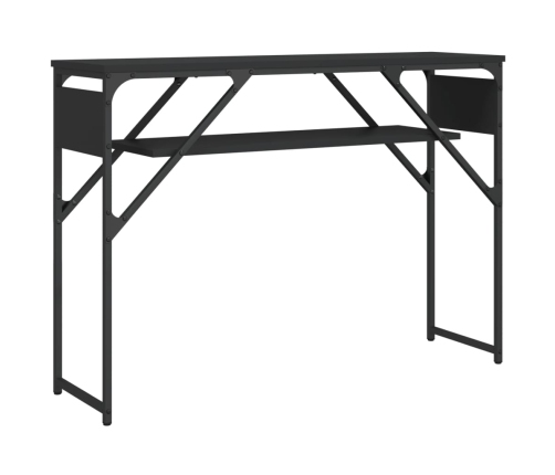 Mesa consola con estante madera ingeniería negra 105x30x75 cm