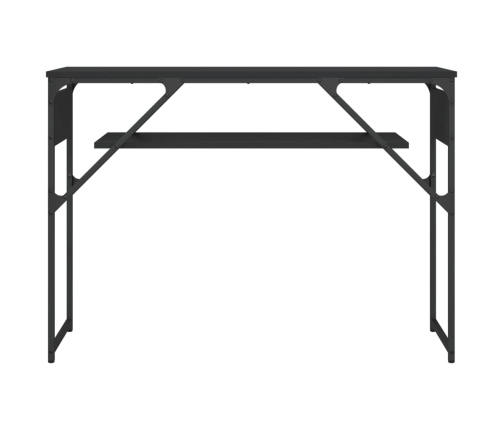 Mesa consola con estante madera ingeniería negra 105x30x75 cm