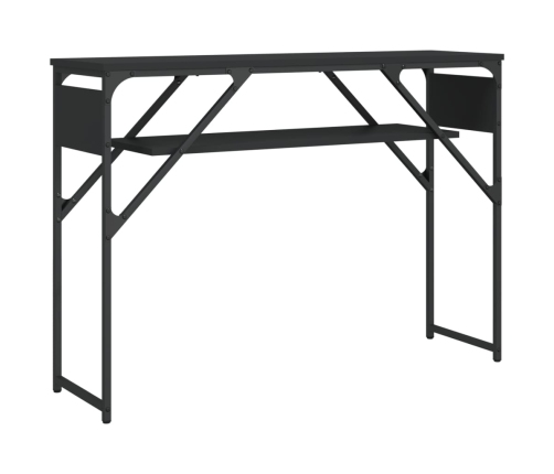 Mesa consola con estante madera ingeniería negra 105x30x75 cm