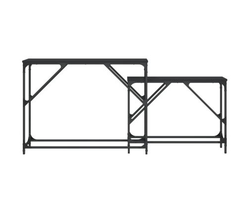 Mesas consolas apilables 2 unidades madera de ingeniería negro