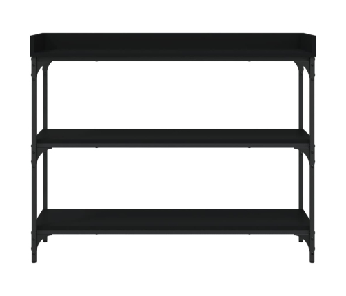 Mesa consola con estantes negro 100x30x80 cm