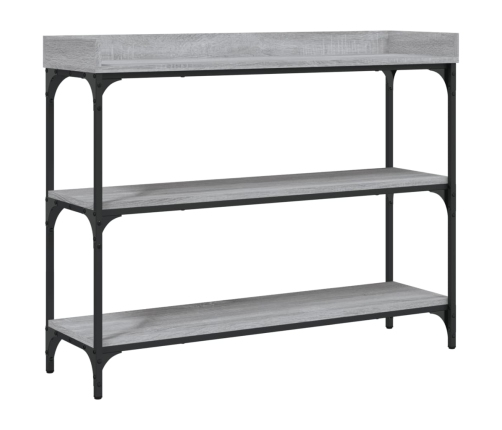 Mesa consola con estantes gris Sonoma 100x30x80 cm