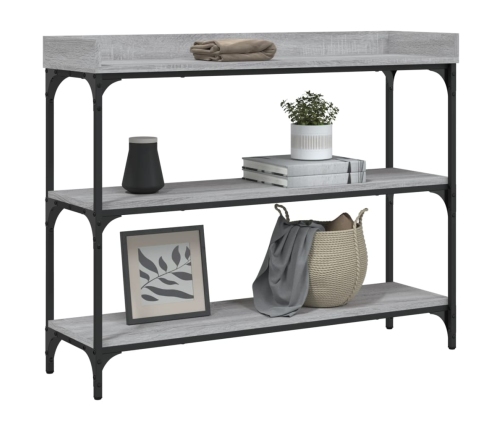 Mesa consola con estantes gris Sonoma 100x30x80 cm