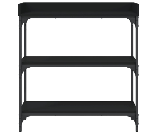 Mesa consola con estantes negro 75x30x80 cm