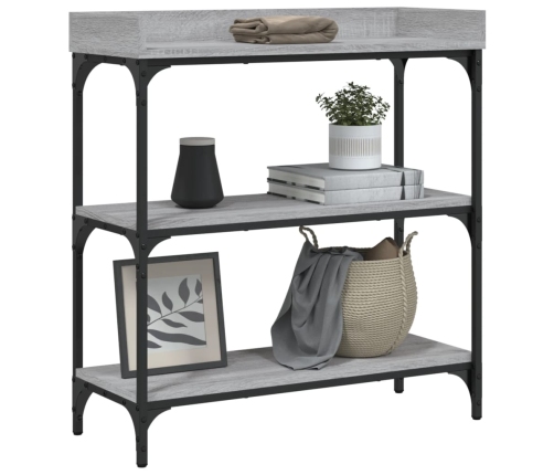 Mesa consola con estantes gris Sonoma 75x30x80 cm