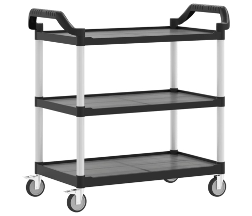 Carrito de 3 niveles aluminio negro 99x50x96 cm