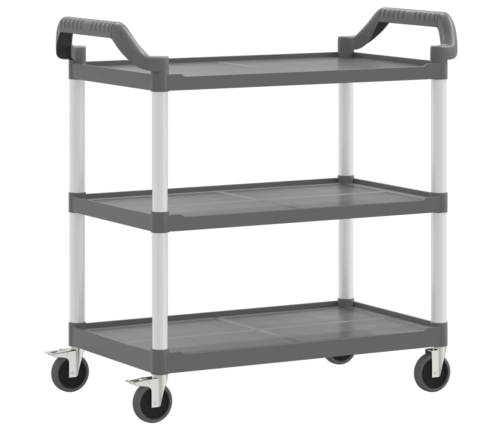 Carrito de 3 niveles aluminio gris 99x50x96 cm