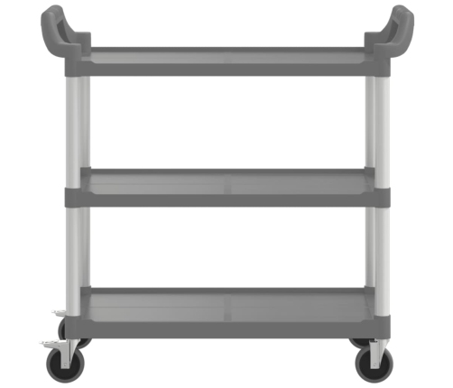 Carrito de 3 niveles aluminio gris 99x50x96 cm