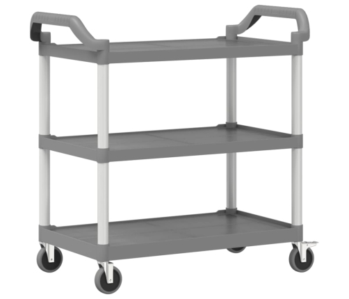 Carrito de 3 niveles aluminio gris 99x50x96 cm