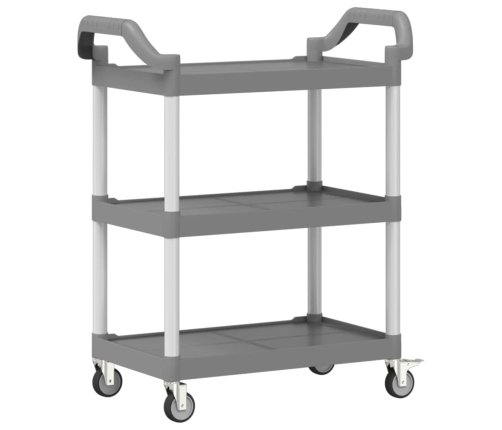 Carrito de 3 niveles aluminio gris 81x41x92 cm