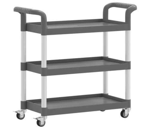 Carrito de 3 niveles aluminio gris 77x34x72 cm