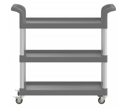 Carrito de 3 niveles aluminio gris 77x34x72 cm