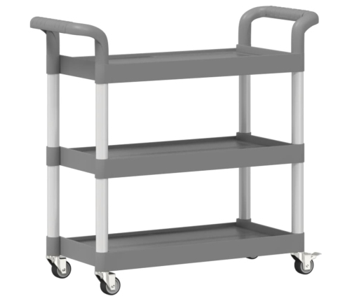 Carrito de 3 niveles aluminio gris 77x34x72 cm