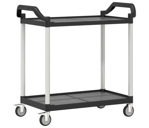 Carrito de 2 niveles aluminio negro 99x50x97 cm