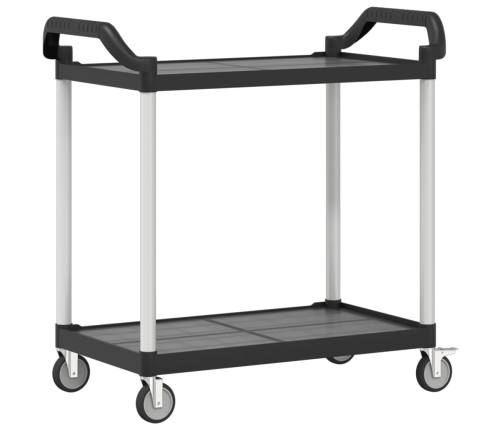 Carrito de 2 niveles aluminio negro 99x50x97 cm