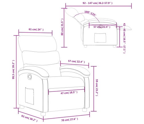 Sillón reclinable de cuero sintético negro