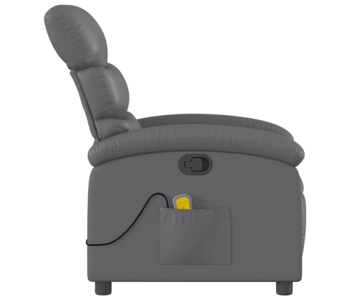 Sillón de masaje reclinable cuero sintético gris