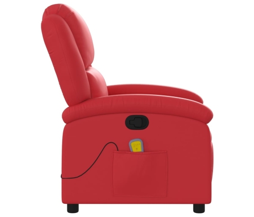 Sillón de masaje reclinable cuero sintético rojo