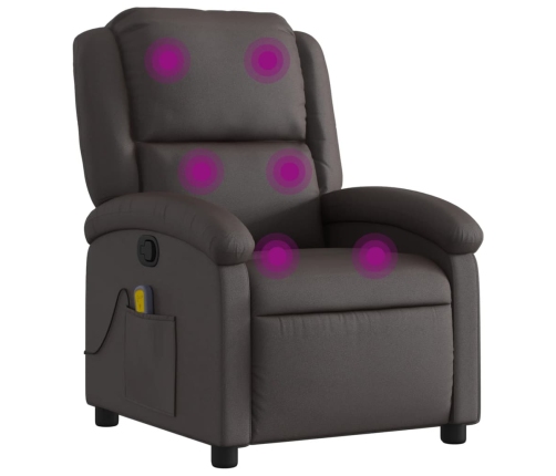 Sillón de masaje eléctrico cuero auténtico marrón oscuro