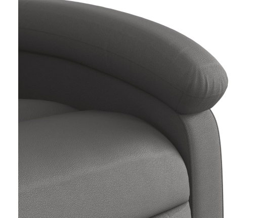 Sillón reclinable de masaje cuero auténtico gris