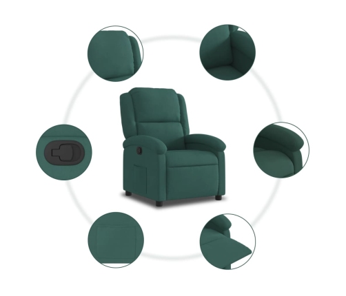 Sillón reclinable de terciopelo verde oscuro