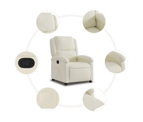 Sillón reclinable terciopelo blanco crema