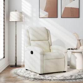 Sillón reclinable terciopelo blanco crema