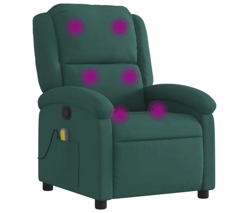 Sillón de masaje reclinable de terciopelo verde oscuro