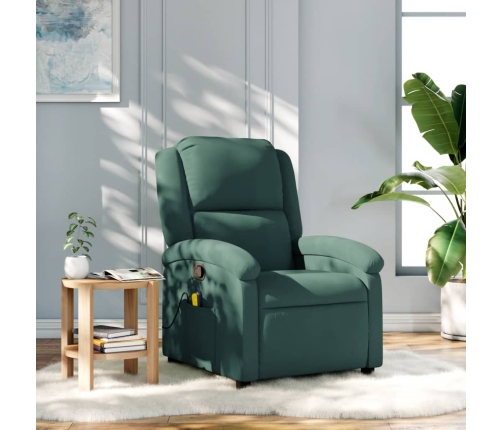 Sillón de masaje reclinable de terciopelo verde oscuro