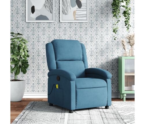 Sillón de masaje reclinable de terciopelo azul