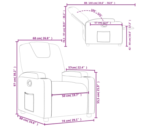 Sillón reclinable de cuero sintético negro