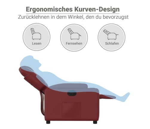 Sillón reclinable de cuero sintético rojo tinto
