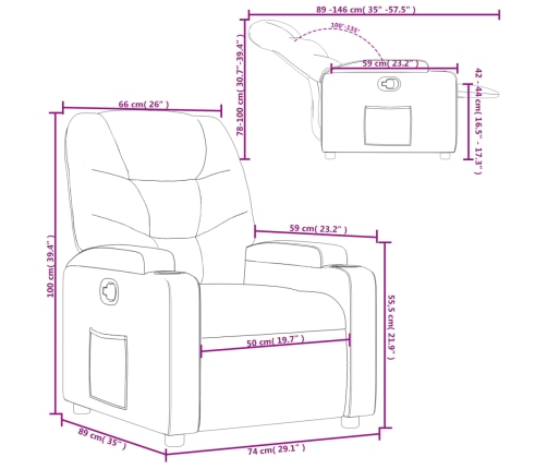 Sillón reclinable de tela gris claro