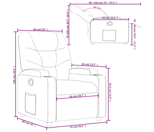 Sillón reclinable de tela gris oscuro