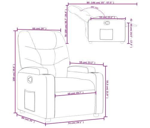 Sillón reclinable de tela negro