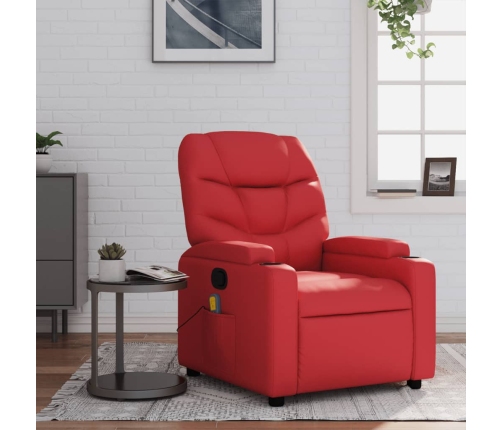 Sillón de masaje reclinable cuero sintético rojo