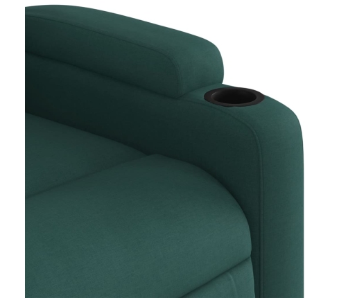 Sillón de masaje reclinable de tela verde oscuro