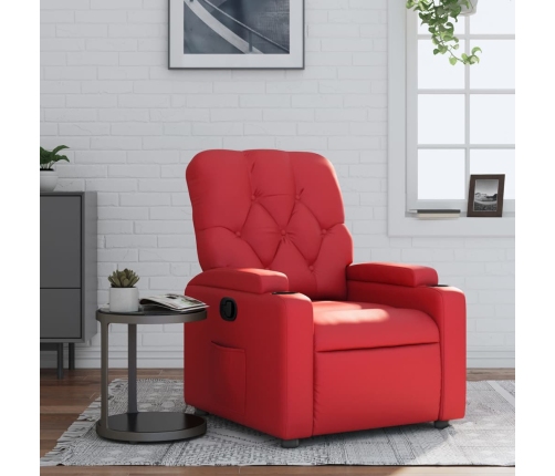 Sillón reclinable de cuero sintético rojo