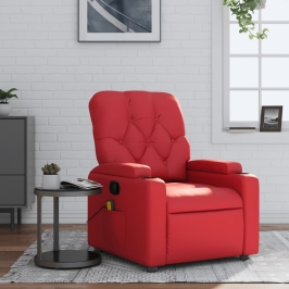 Sillón de masaje reclinable cuero sintético rojo