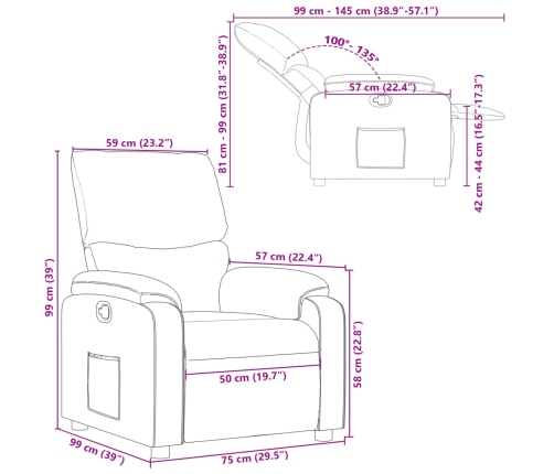 Sillón reclinable de cuero sintético negro