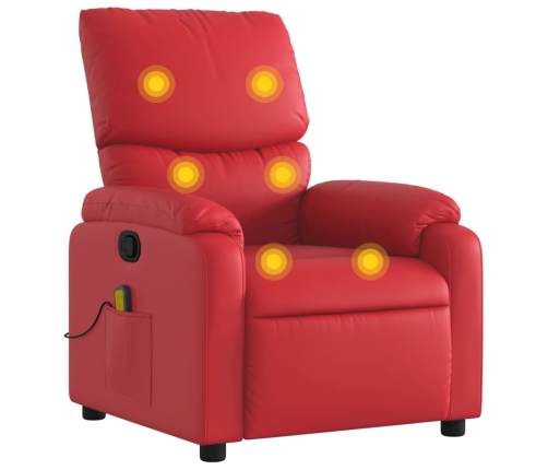 Sillón de masaje reclinable cuero sintético rojo