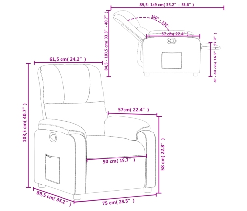 Sillón reclinable tela de microfibra marrón